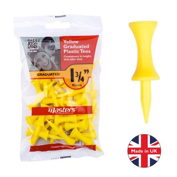 Camisetas de golf de plástico graduadas Masters de 1 3/4 ", amarillas (30 unidades) - Imagen 2