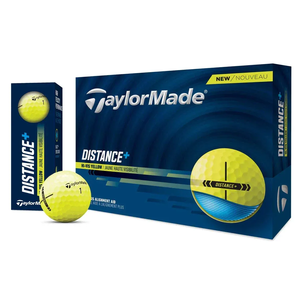 Pelotas de golf TaylorMade Distance Plus amarillas (paquete de 12) - Imagen 3